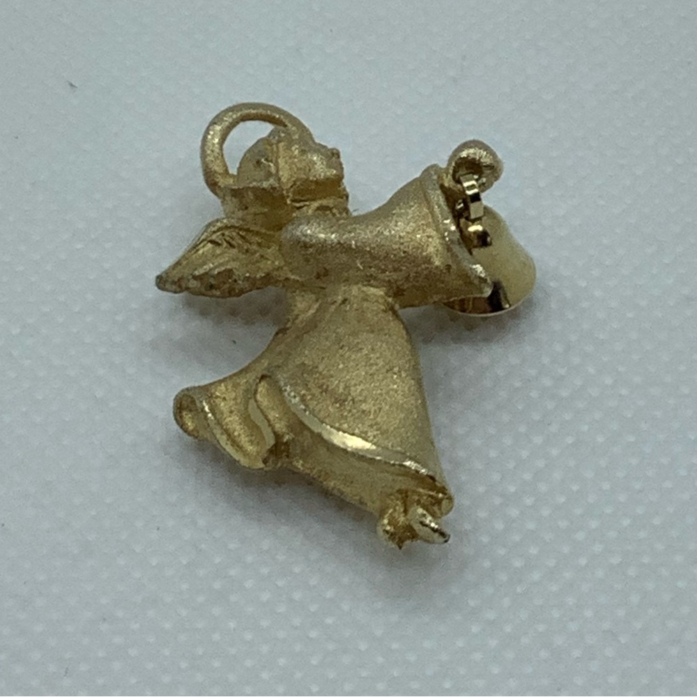 Gold Tone Angel Pin / Brooch w/ Bell
